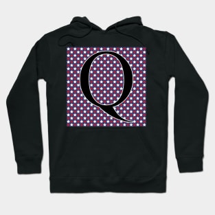 Old Glory Letter Q Black on Small Star Fill Hoodie